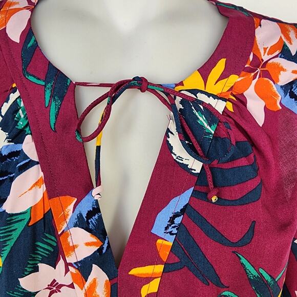 Old Navy Women’s Mini Dress Medium Shift Floral Sleeveless Tie Neck Raspberry - Picture 6 of 10